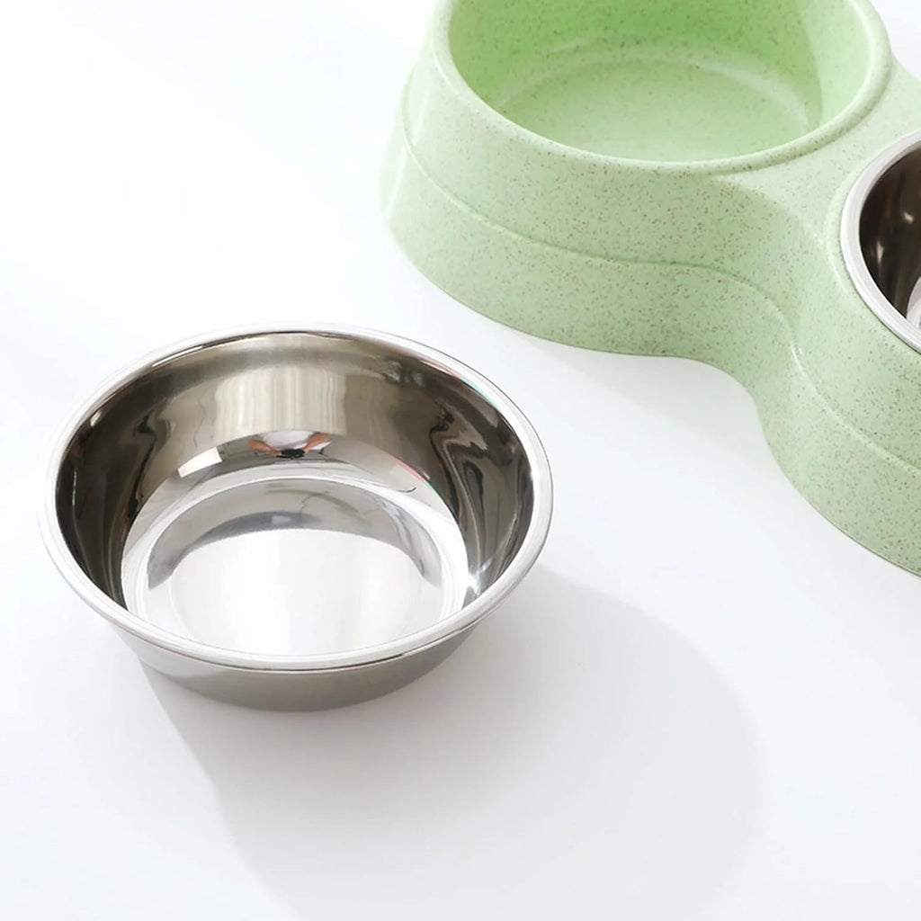 Double Pet Bowls Dog Food Water Feeder