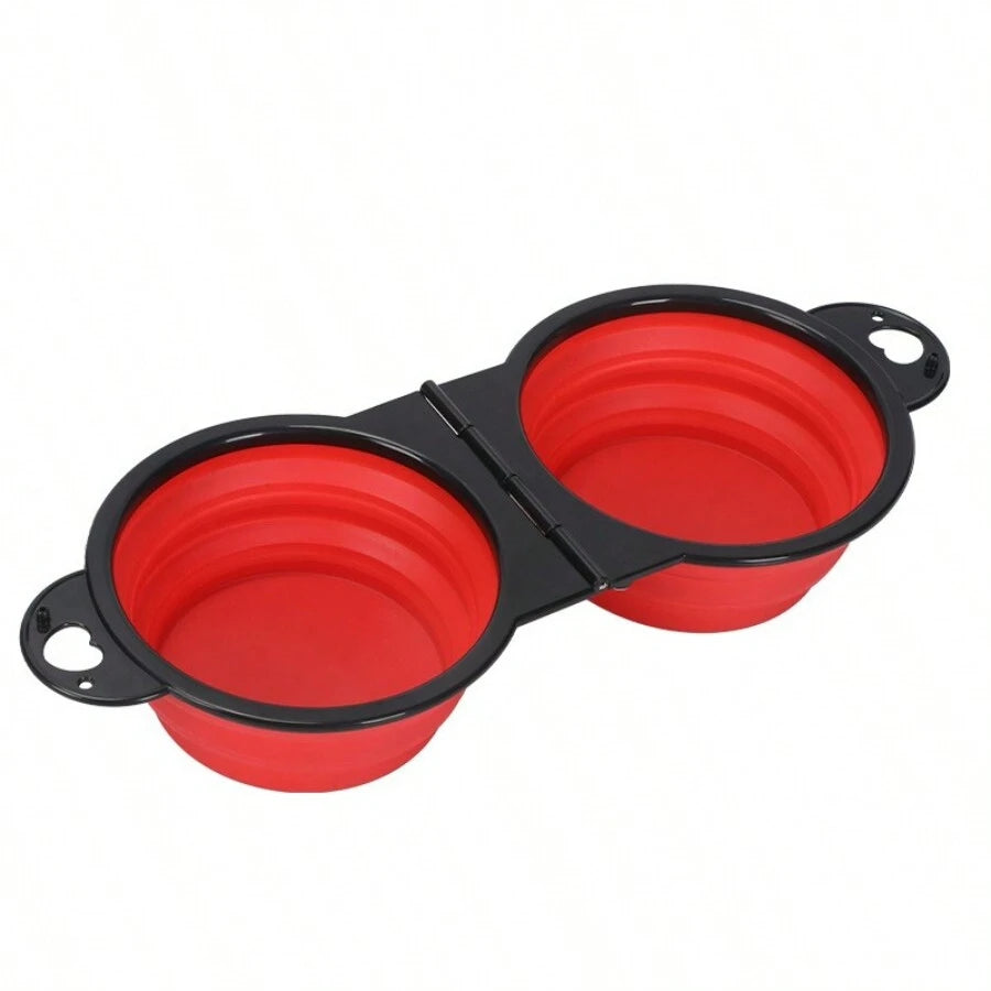 1-piece 2-in-1 Foldable Dual Bowl Feeding Bowl