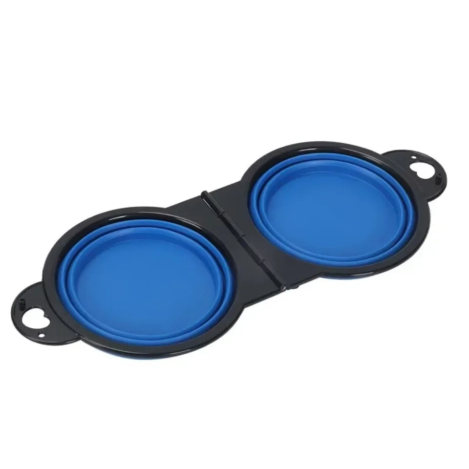 1-piece 2-in-1 Foldable Dual Bowl Feeding Bowl