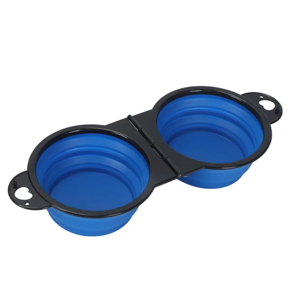 1-piece 2-in-1 Foldable Dual Bowl Feeding Bowl